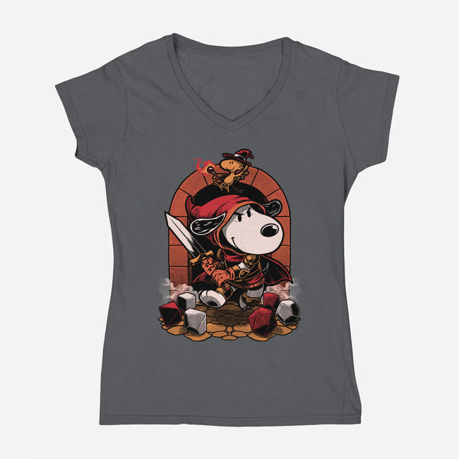 Beagle RPG Adventure-Womens-V-Neck-Tee-Studio Mootant
