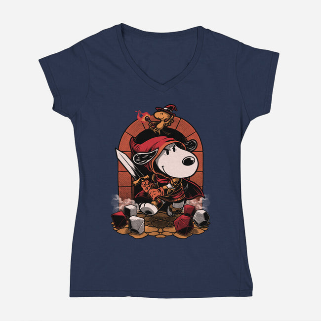 Beagle RPG Adventure-Womens-V-Neck-Tee-Studio Mootant