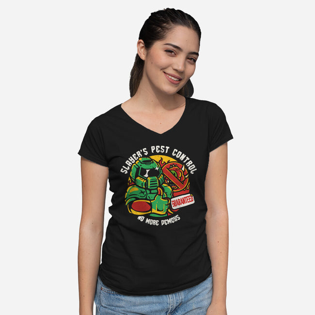 Slayer's Pest Control-Womens-V-Neck-Tee-estudiofitas