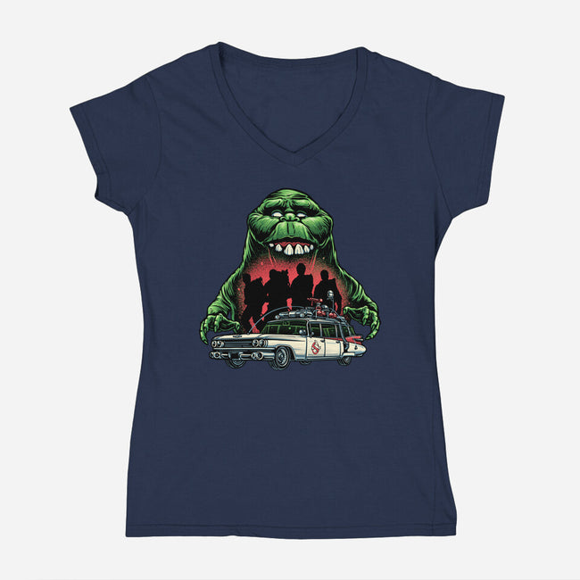 Green Slime-Womens-V-Neck-Tee-momma_gorilla