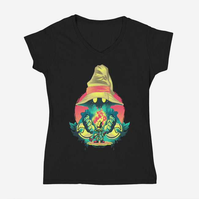Black Mage Legend-Womens-V-Neck-Tee-hypertwenty