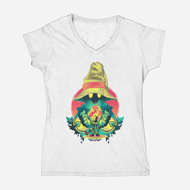 Black Mage Legend-Womens-V-Neck-Tee-hypertwenty