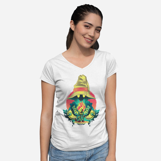 Black Mage Legend-Womens-V-Neck-Tee-hypertwenty