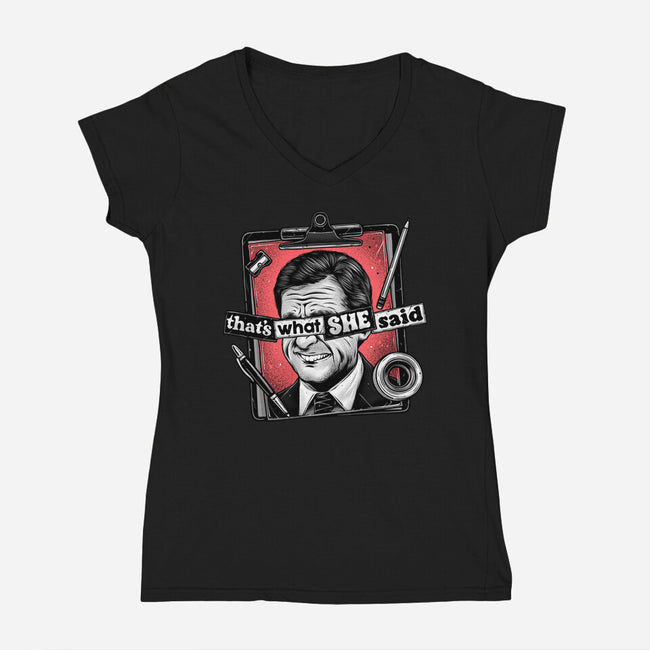 That's What She Said-Womens-V-Neck-Tee-glitchygorilla