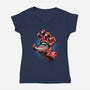 Big Red Hand-Womens-V-Neck-Tee-glitchygorilla