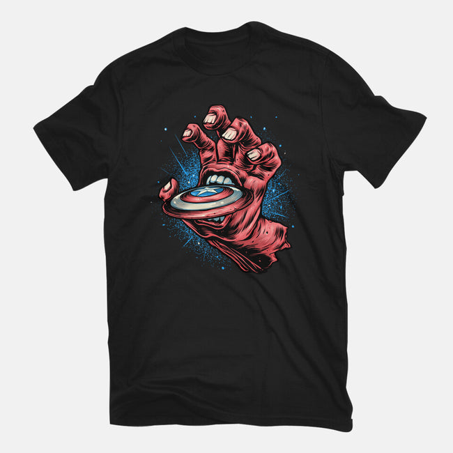 Big Red Hand-Womens-Fitted-Tee-glitchygorilla