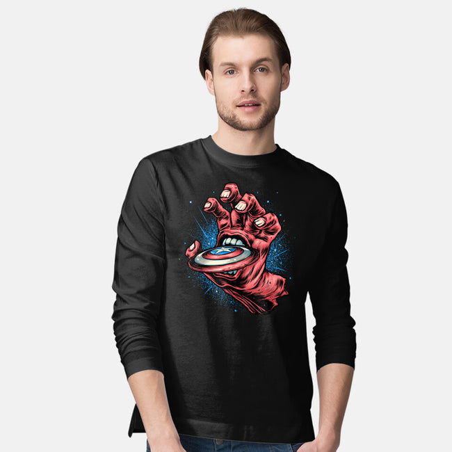 Big Red Hand-Mens-Long Sleeved-Tee-glitchygorilla