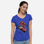 Big Red Hand-Womens-V-Neck-Tee-glitchygorilla