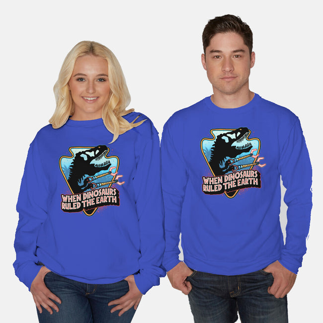 When Dinosaurs Ruled The Earth-Unisex-Crew Neck-Sweatshirt-glitchygorilla