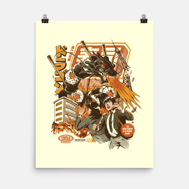 Sushi Dragon Attack-None-Matte-Poster-ilustrata