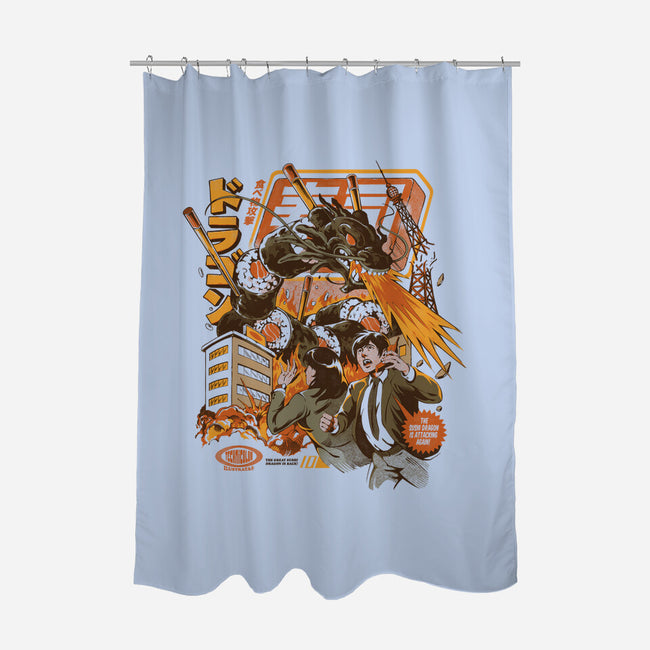 Sushi Dragon Attack-None-Polyester-Shower Curtain-ilustrata