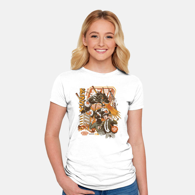Sushi Dragon Attack-Womens-Fitted-Tee-ilustrata
