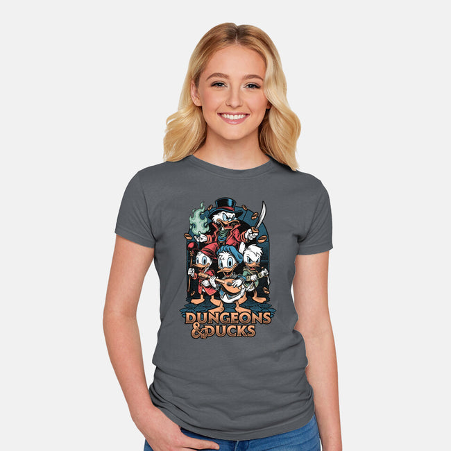 Dungeons And Ducks Cartoon-Womens-Fitted-Tee-Studio Mootant