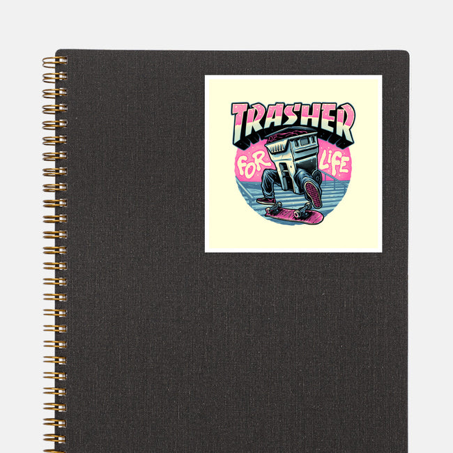 Trasher For Life-None-Glossy-Sticker-momma_gorilla