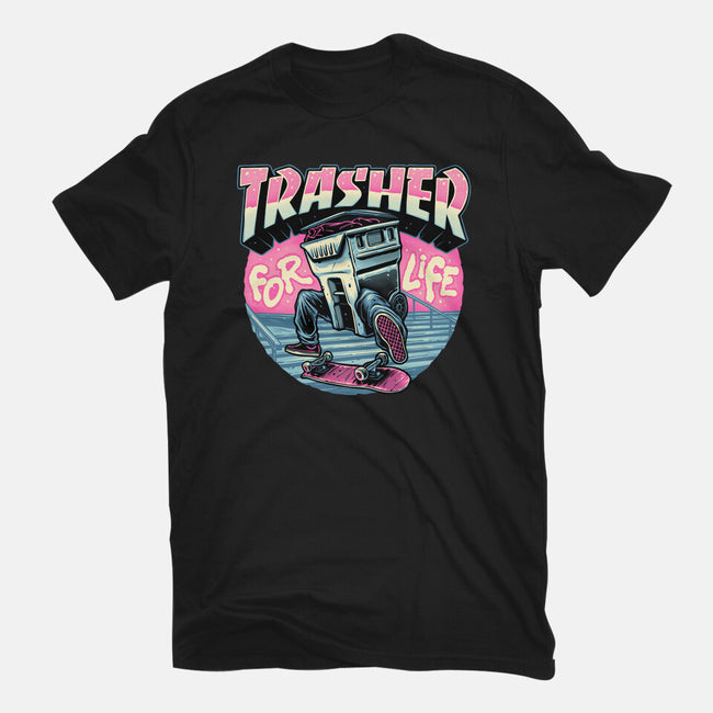 Trasher For Life-Womens-Fitted-Tee-momma_gorilla