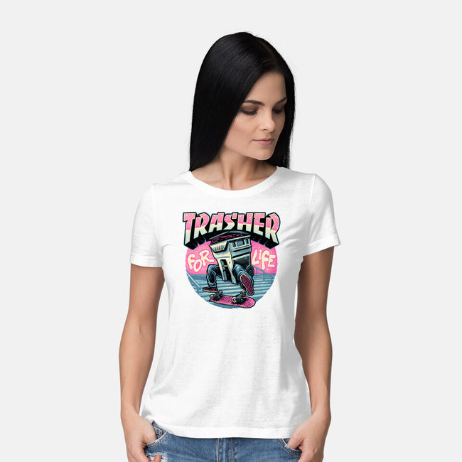 Trasher For Life-Womens-Basic-Tee-momma_gorilla