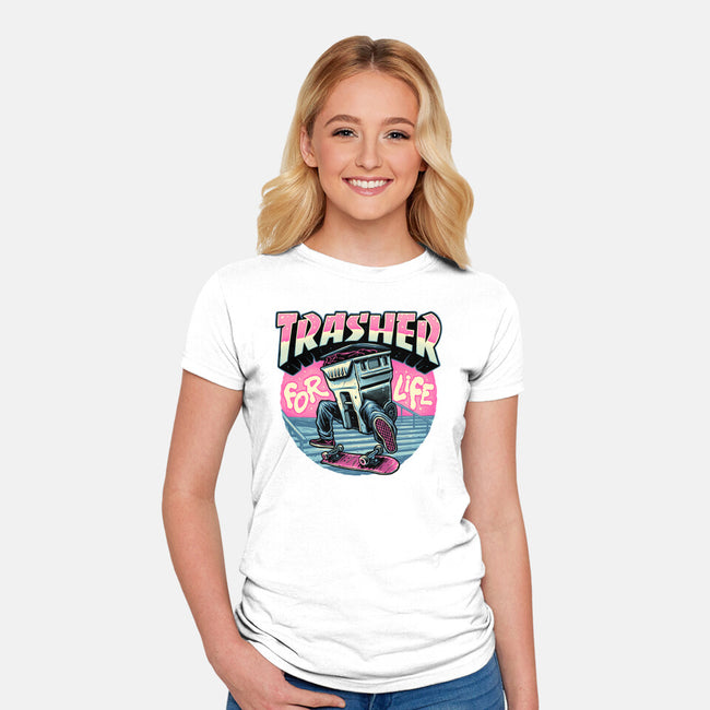 Trasher For Life-Womens-Fitted-Tee-momma_gorilla
