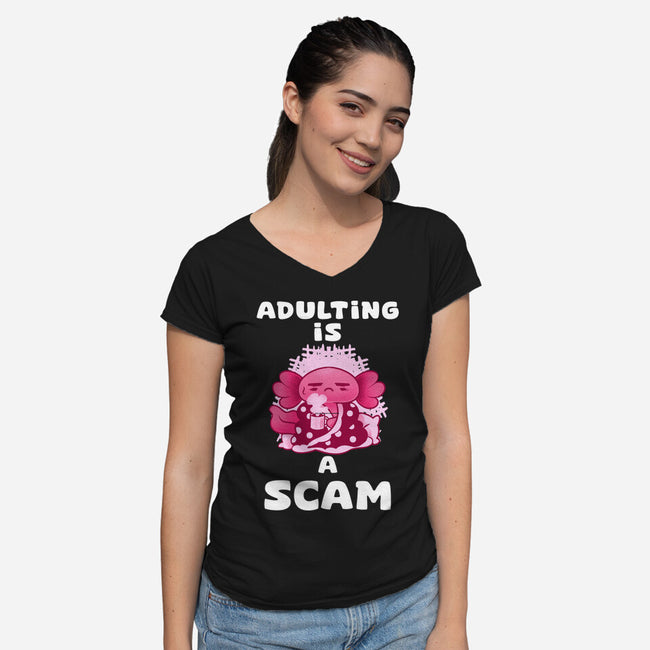 Adulting Is A Scam-Womens-V-Neck-Tee-FunkVampire