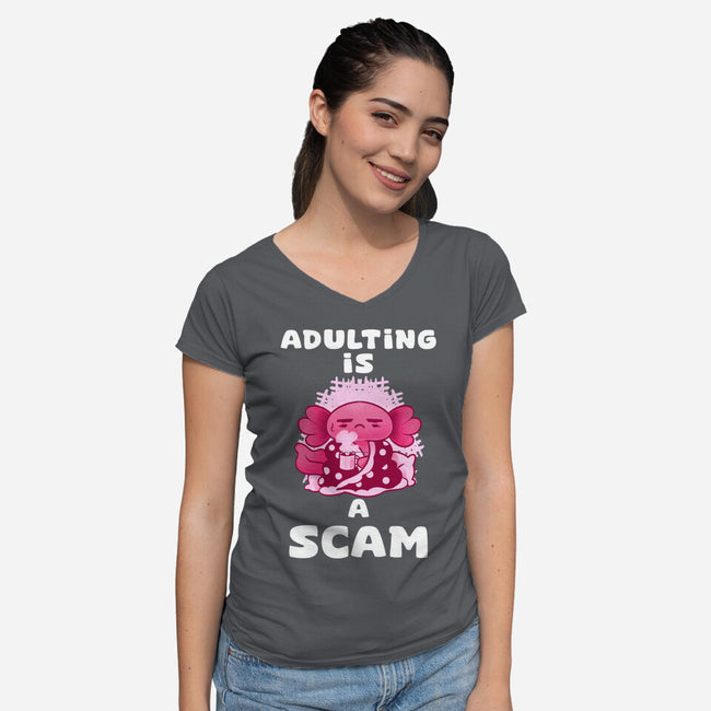 Adulting Is A Scam-Womens-V-Neck-Tee-FunkVampire