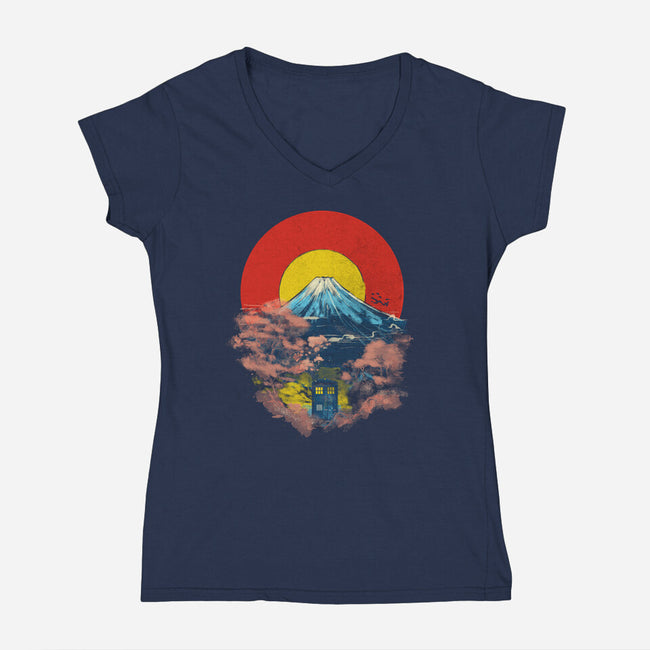 Tardis In Japan-Womens-V-Neck-Tee-kharmazero