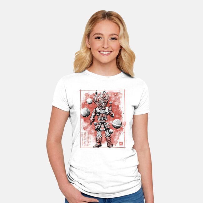 Devourer Of Worlds Sumi-e-Womens-Fitted-Tee-Astrobot Invention