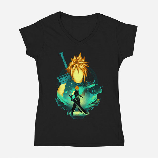 Midgar Mercenary-Womens-V-Neck-Tee-hypertwenty