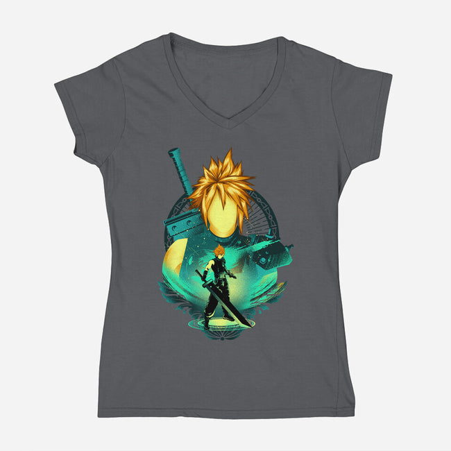 Midgar Mercenary-Womens-V-Neck-Tee-hypertwenty