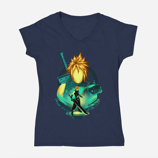 Midgar Mercenary-Womens-V-Neck-Tee-hypertwenty