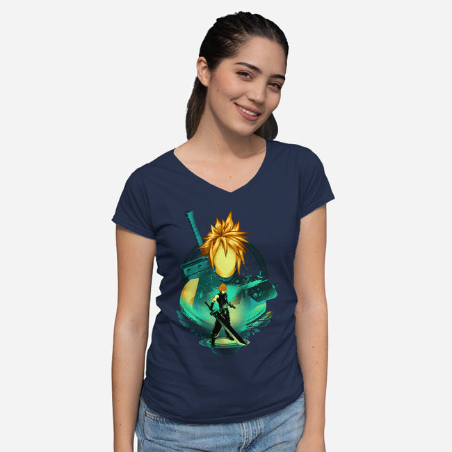 Midgar Mercenary-Womens-V-Neck-Tee-hypertwenty