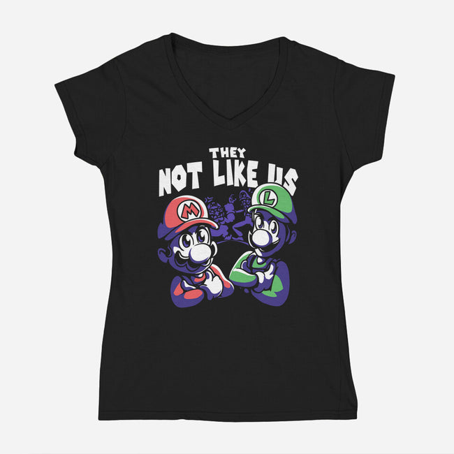 Not Like Bros-Womens-V-Neck-Tee-estudiofitas