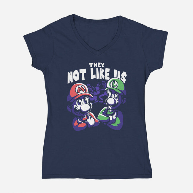 Not Like Bros-Womens-V-Neck-Tee-estudiofitas