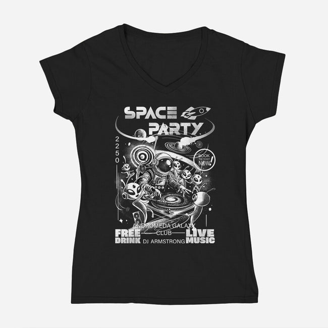 Space Party-Womens-V-Neck-Tee-fanfabio