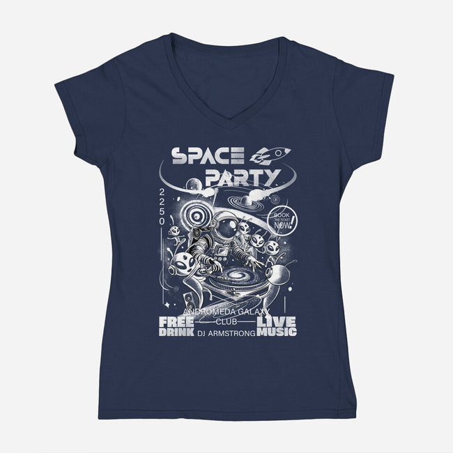 Space Party-Womens-V-Neck-Tee-fanfabio