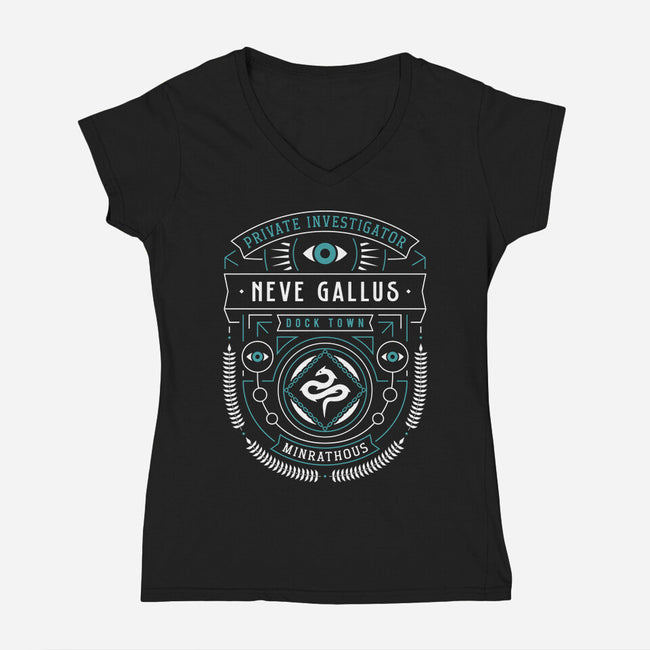 Minrathous Private Investigator Crest-Womens-V-Neck-Tee-LAGELANTEE