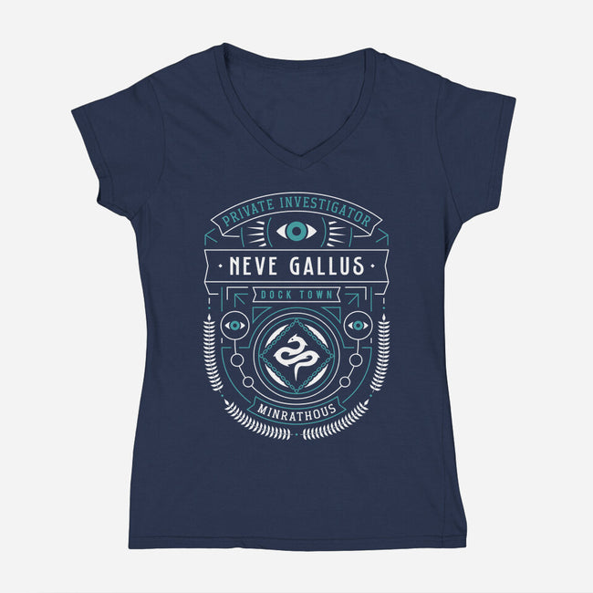 Minrathous Private Investigator Crest-Womens-V-Neck-Tee-LAGELANTEE