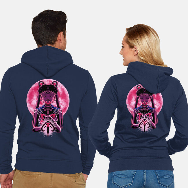 Heart Moon Wand-Unisex-Zip-Up-Sweatshirt-rmatix