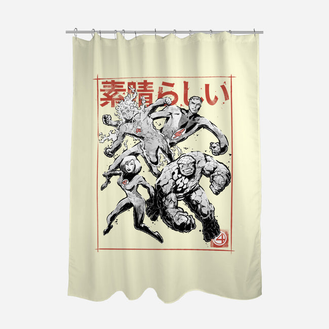 Fantastic Superheroes Sumi-e-None-Polyester-Shower Curtain-Astrobot Invention