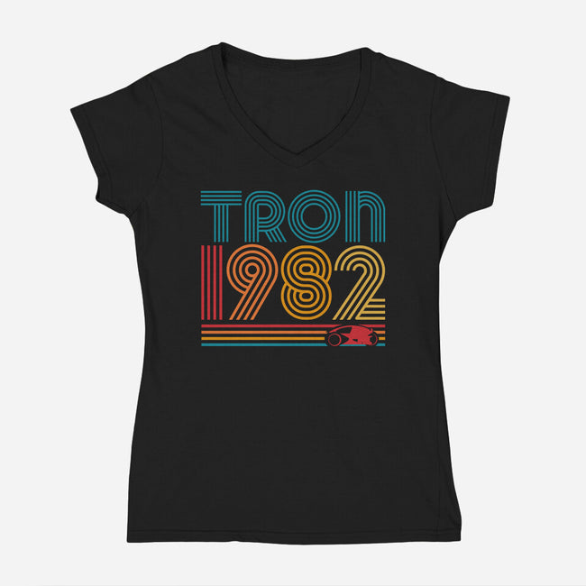 Tron 1982-Womens-V-Neck-Tee-rocketman_art