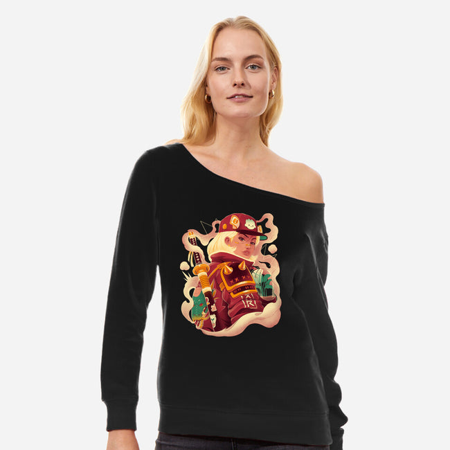 Solar Dragon-Womens-Off Shoulder-Sweatshirt-Bruno Mota