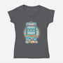 Slot Meowchine-Womens-V-Neck-Tee-Freecheese