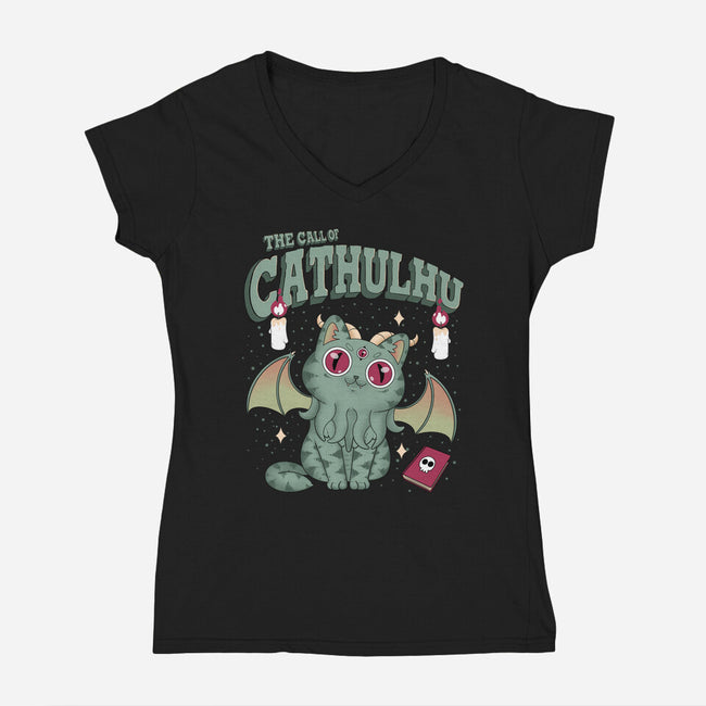 Summon Cathulhu-Womens-V-Neck-Tee-Tri haryadi