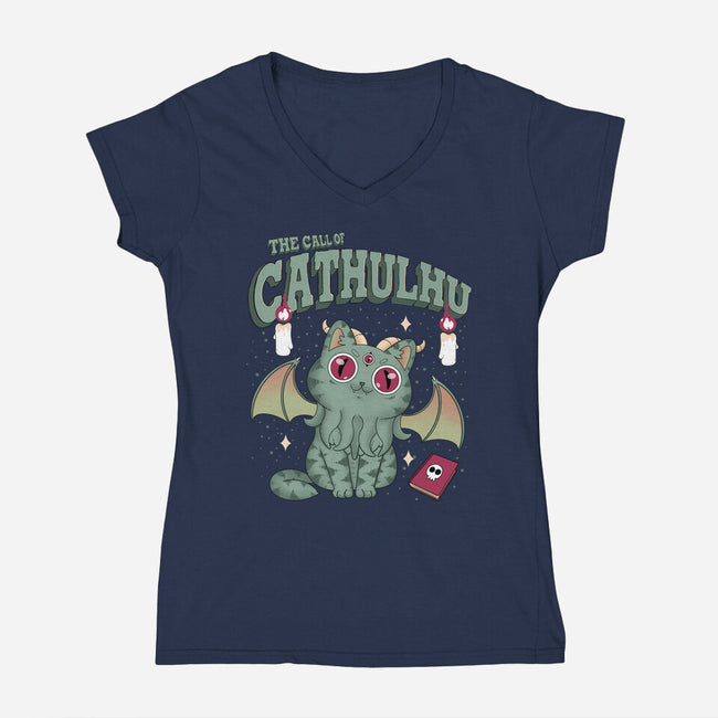 Summon Cathulhu-Womens-V-Neck-Tee-Tri haryadi