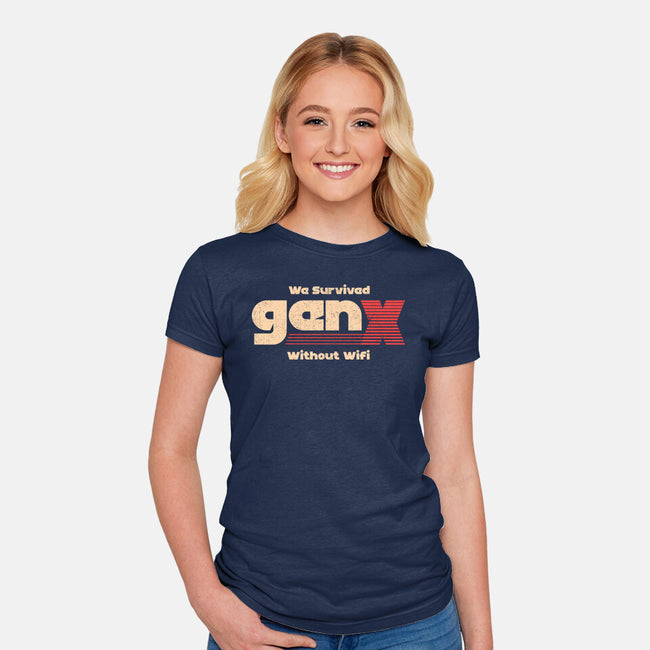 We Survived Without Wifi-Womens-Fitted-Tee-sachpica