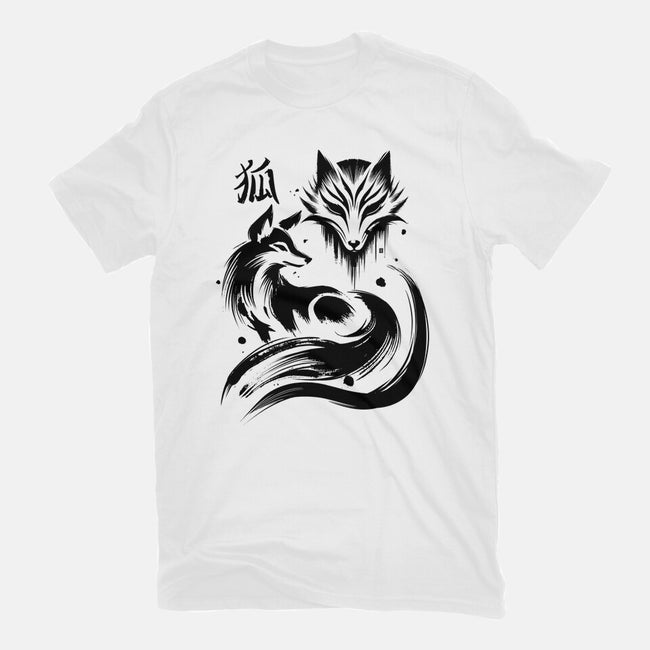 Fox Kitsune-Womens-Fitted-Tee-fanfabio