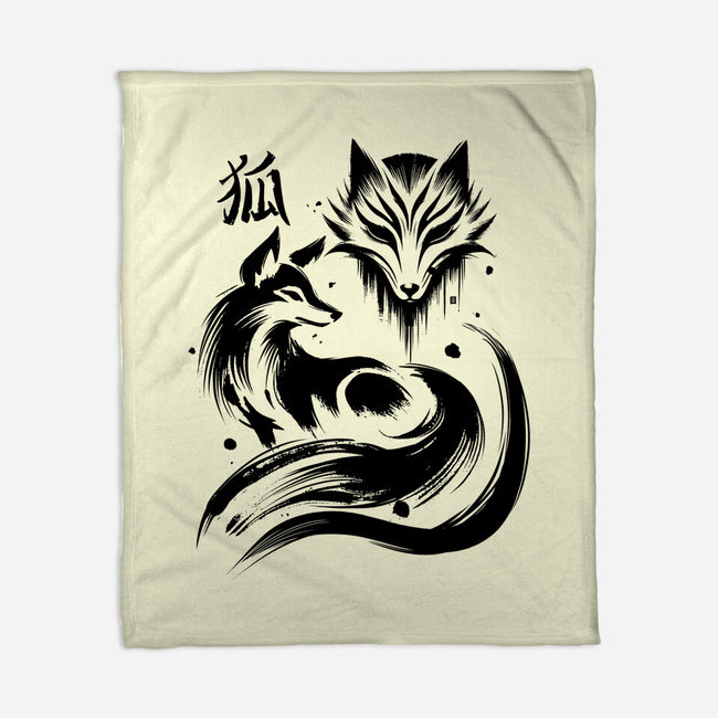 Fox Kitsune-None-Fleece-Blanket-fanfabio