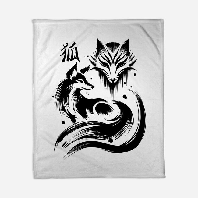 Fox Kitsune-None-Fleece-Blanket-fanfabio