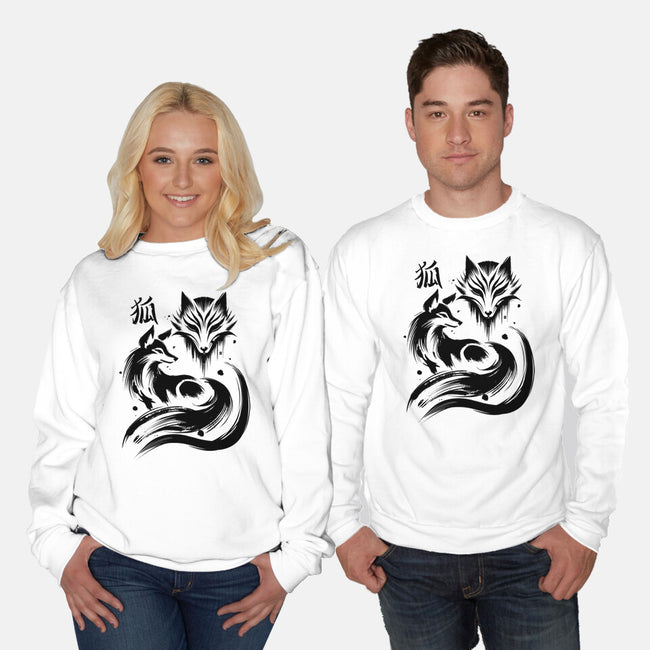 Fox Kitsune-Unisex-Crew Neck-Sweatshirt-fanfabio