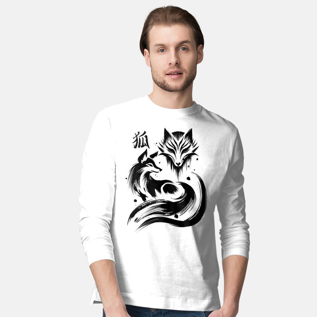 Fox Kitsune-Mens-Long Sleeved-Tee-fanfabio