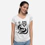 Fox Kitsune-Womens-V-Neck-Tee-fanfabio