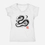 Dragon Ink Brush-Womens-V-Neck-Tee-fanfabio